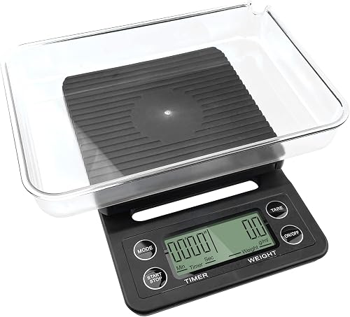 Gvolatee Balance à café de précision 0,1 g avec minuteur (5 kg, écran LCD)