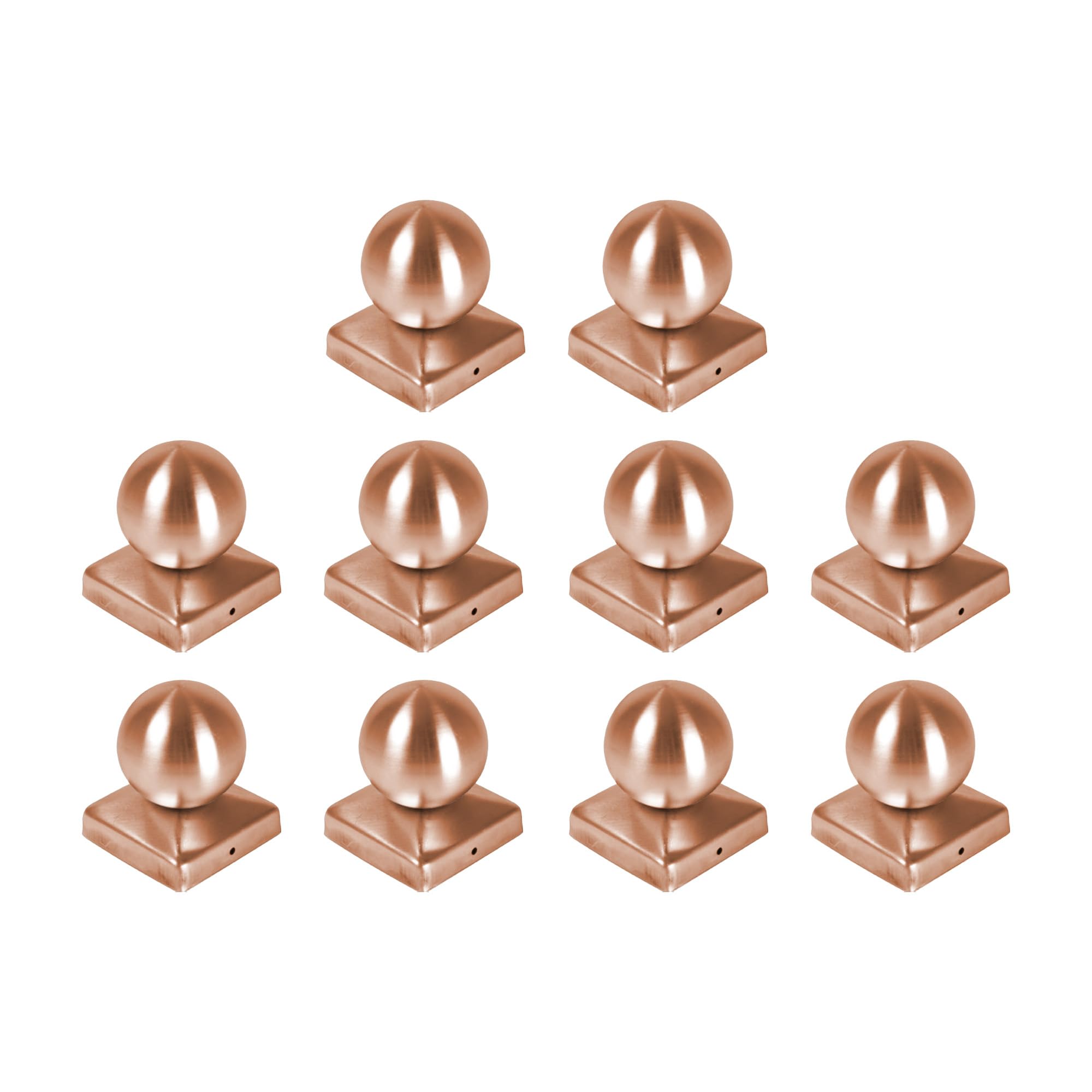 h2i Tappo per pali a sfera | rame | 71 x 71 mm | 10 pezzi | Tappo di copertura angolare per pali in legno da giardino e pali di recinzione a forma di piramide | Protezione dalle intemperie per travi e