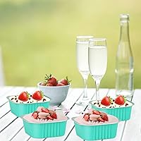 Vista 7 de LNYZQUS - Paquete de 40 moldes cuadrados para cupcakes con tapas de 5 onzas, moldes de papel de aluminio para mini pasteles, ramequines desechables