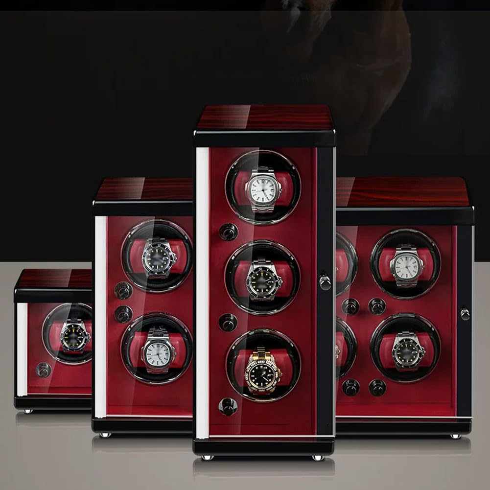 Relojero Automatico, Caja Relojes Automáticos Bobinado Vertical 2 Winding Slots | Bobinado Vertical Luz Led Azul Bisagra Integrada Parada Automática Al Abrir La Tapa Tecnología Antimagnética Completa