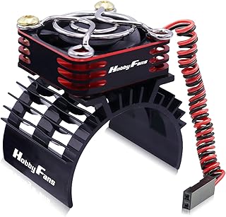 Hobby Fans RC Cooling Fan 28000RPM Alluminum RC Car Motor Fan with Heatsink for RC Car 1/8 1/10 540 550 F540 3650 3660 Motor, Red