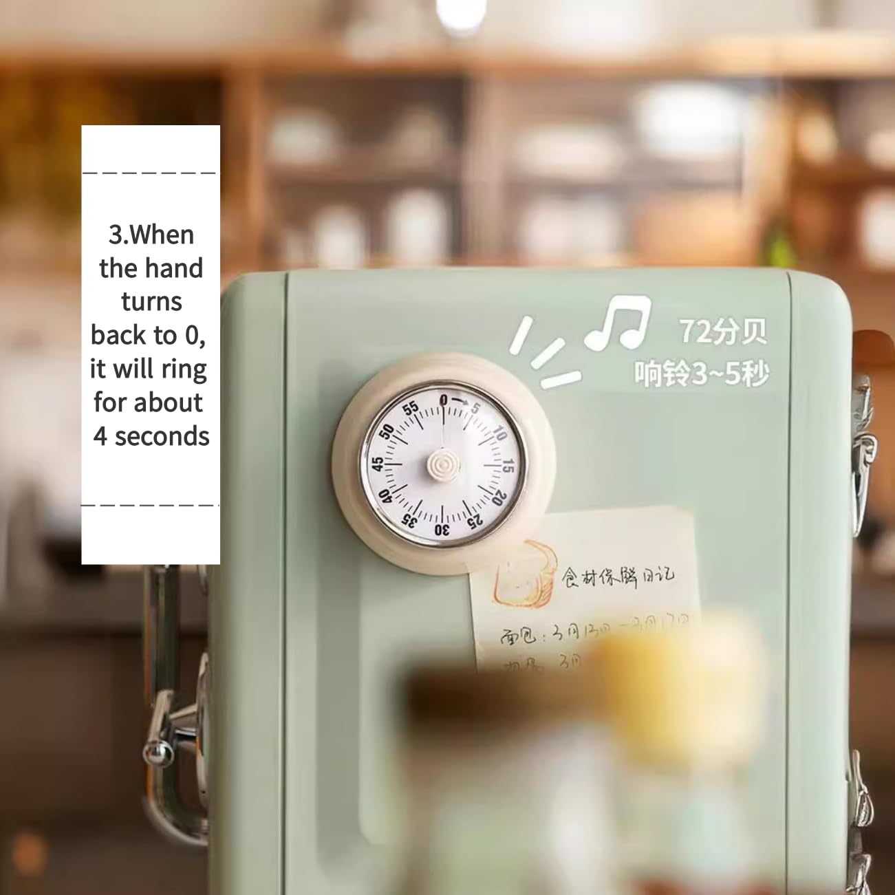 Tissting Kitchen Timer, Magnetic Mechanical Countdown Timer with Visual Display for Cooking 60 Minute Manual Timer - Image 4