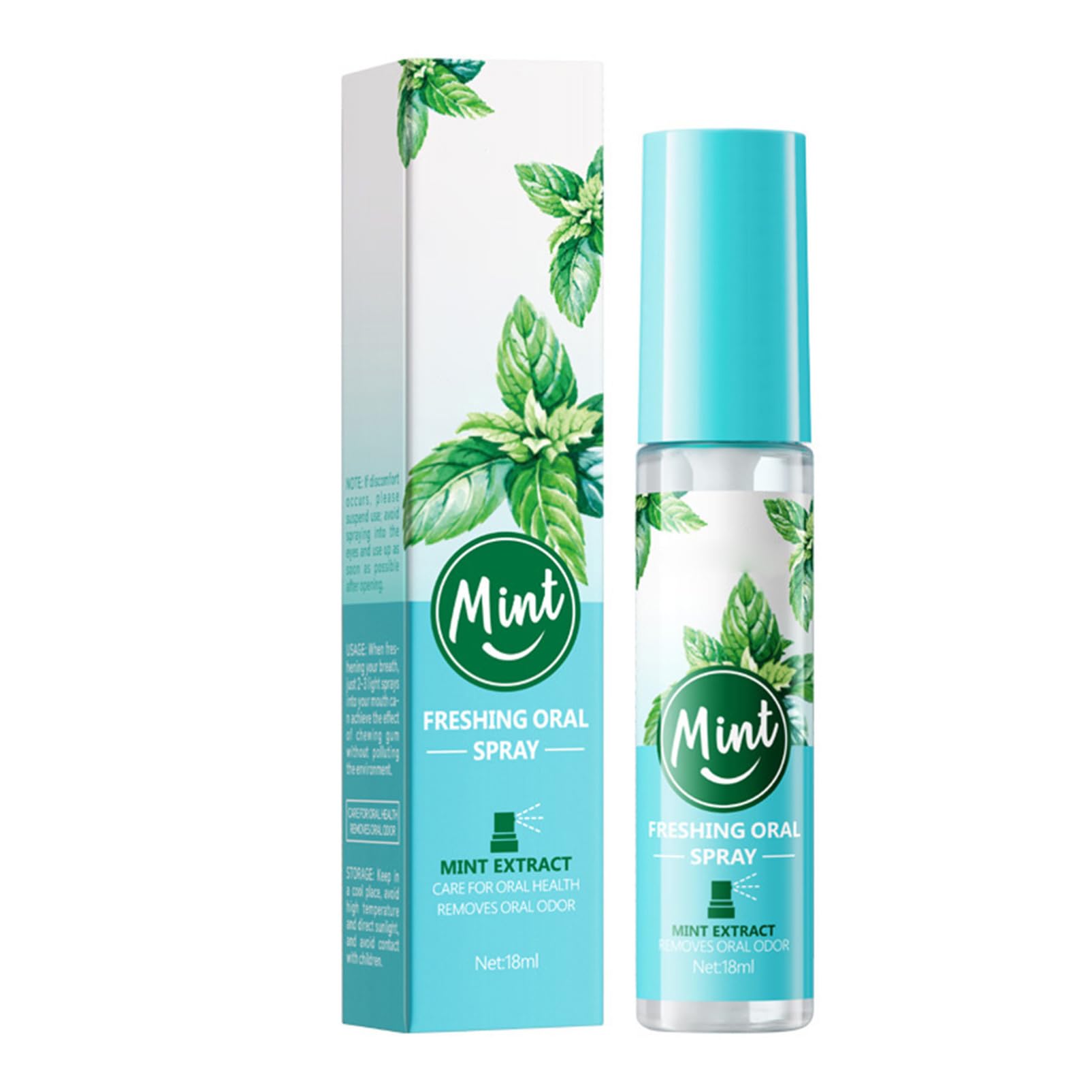 Portable Oral Spray with Natural Extracts Unisex Adult Solution for Fresh Breath and Dental Care Mint One Size