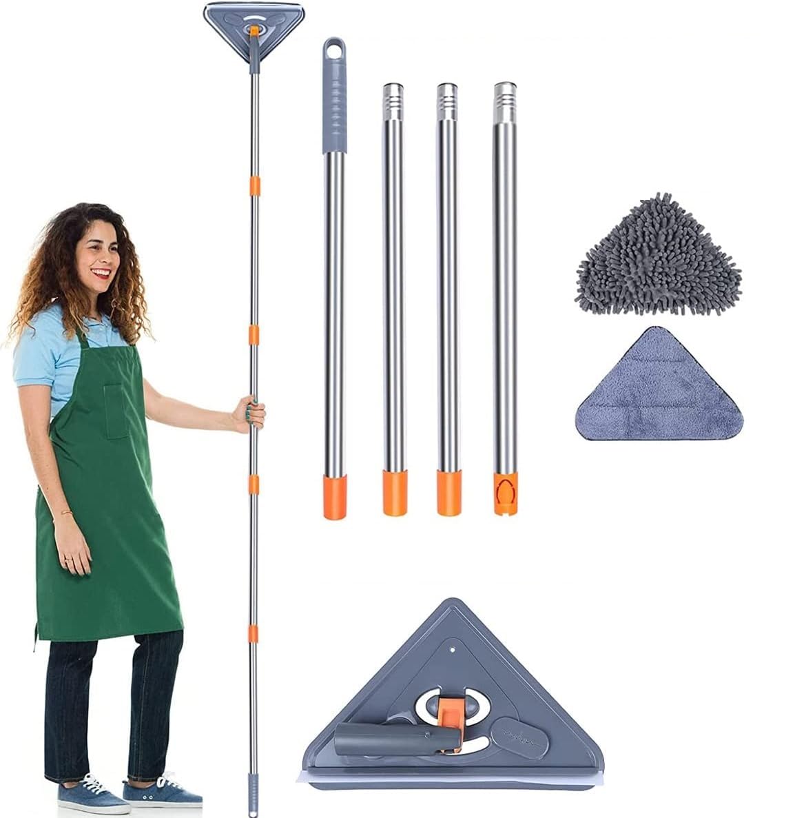 VPGS Triangle Cleaning Mop Adjustable Extendable Wall Cleaning Mop Retractable Microfiber Dry and Wet Glass Dust Cleaner with 3 Mop Head for Home Floor Window Wall (B0D6R1WSFS) Amazon Price History, Amazon Price Tracker