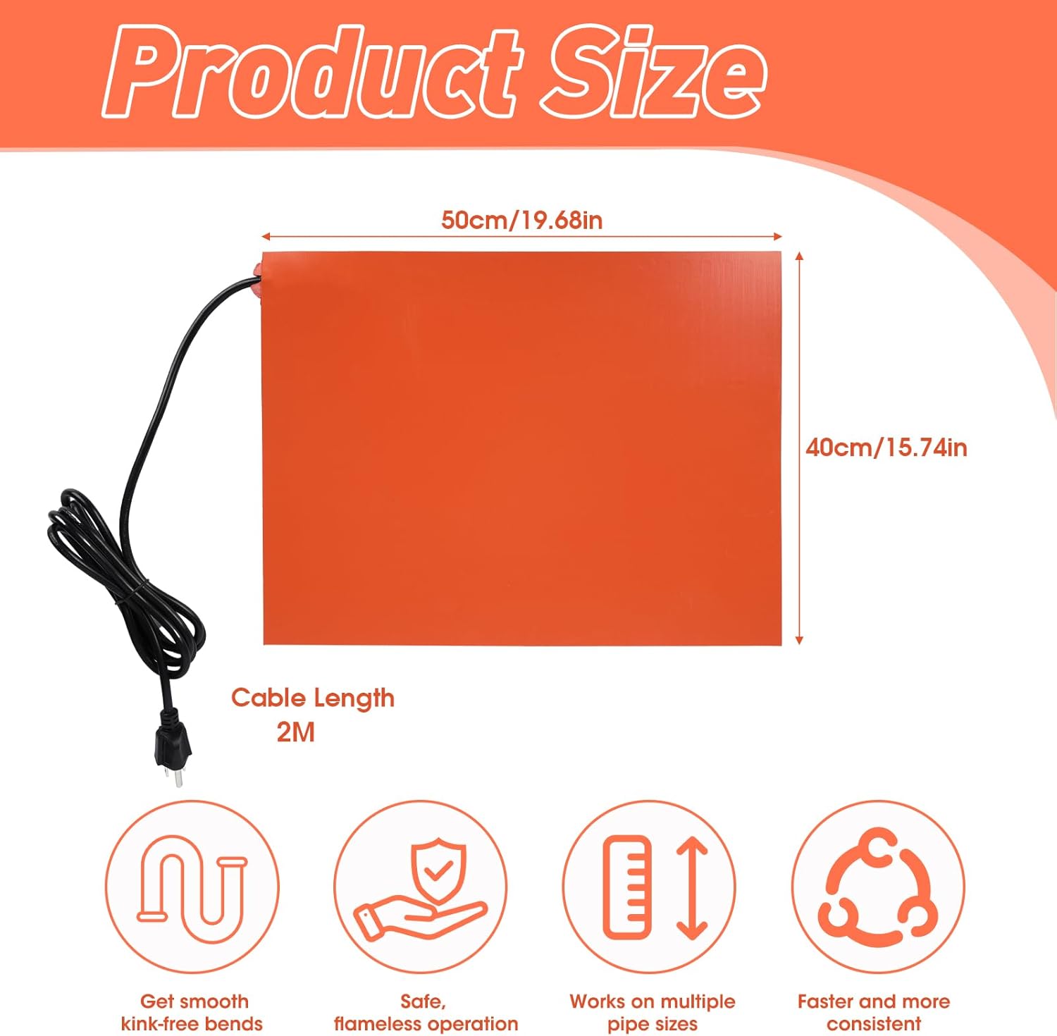 PVC Heating Blanket for Conduit Bender, Pipe Heater with Overheat Protection & Fixing Strap, Fast Heating in 3 Mins, Durable for Easy Pipe Bending 120V/200W (3-1/2" to 4")