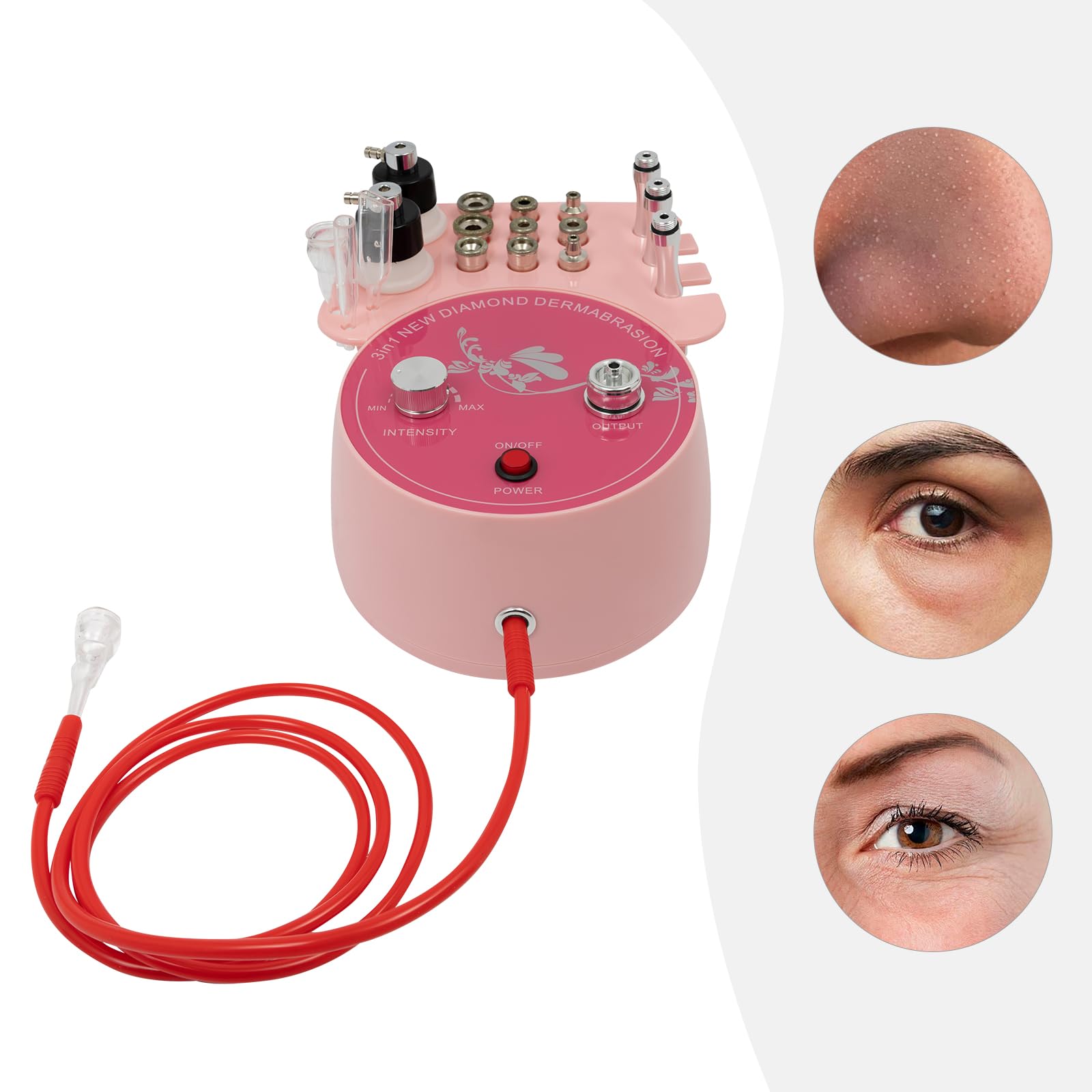 Microdermoabrasione diamantata 3 in 1 con 9 accessori e funzione spray | Dispositivo professionale per la cura del viso per una pulizia profonda ed esfoliante per uso domestico