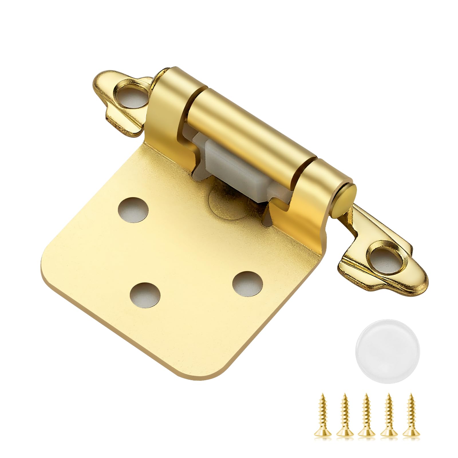 Photo 1 of 10 Pack (5 Pairs) 1/2 Inch Overlay Kitchen Cabinet Hinges, Satin Brass Self Closing Hinges for Kitchen Cabinet Doors, Semi-Concealed Cupboard Hardware, Face Mount Hardware, Gold