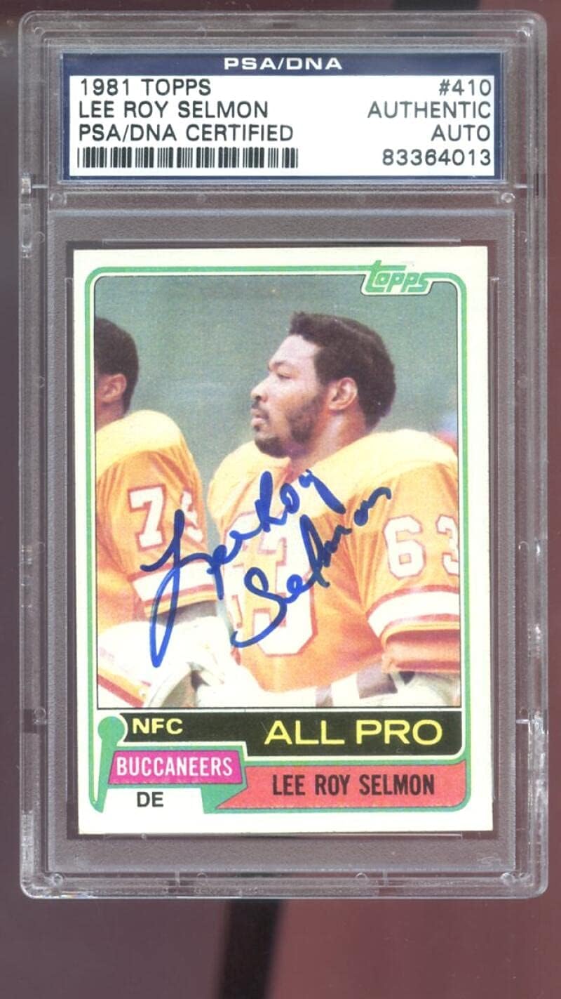 1981 Topps #410 Lee Roy Selmon AUTO SIGNED Autograph Autographed Card PSA PSA/DNA Football NFL Tampa Bay Buccaneers