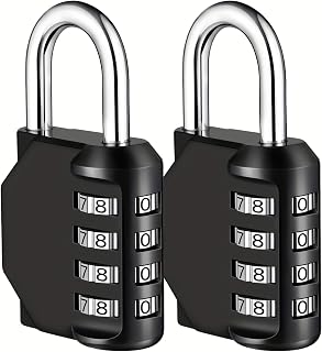 Combination Lock Resettable 2 Pack 4 Digit Outdoor Waterproof Combo Padlock for School Gym Locker, Sports Locker(Black)