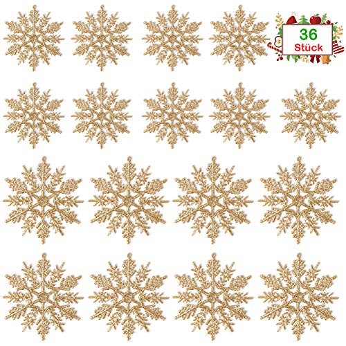 Weihnachtsbaumschmuck Sterne – 9 Stück, Roségold Matt & Glitzernd, Je 6 Cm, Mit Öse