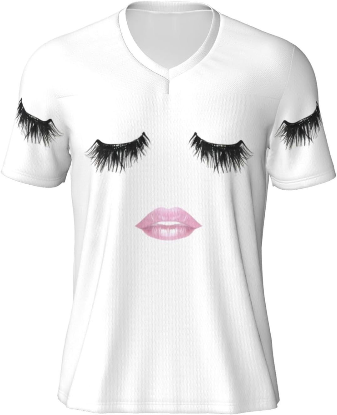 Eyelash Lip White Print Men's Football Jersey Breathable Training Match Soccer Shirt Athletic Casual Wear