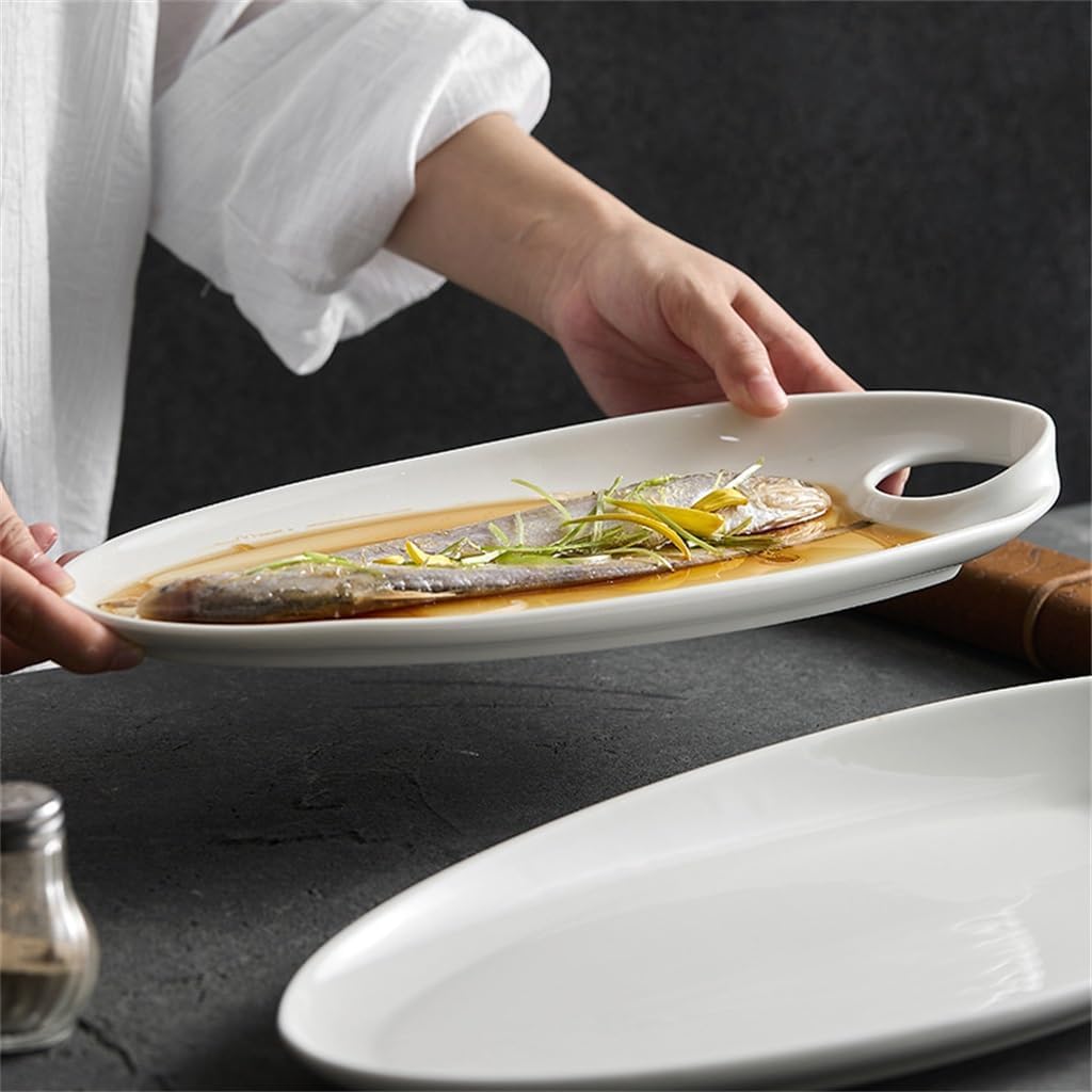 Fish Plate Household Ceramic Oval Hotel Special Steamed Vegetable