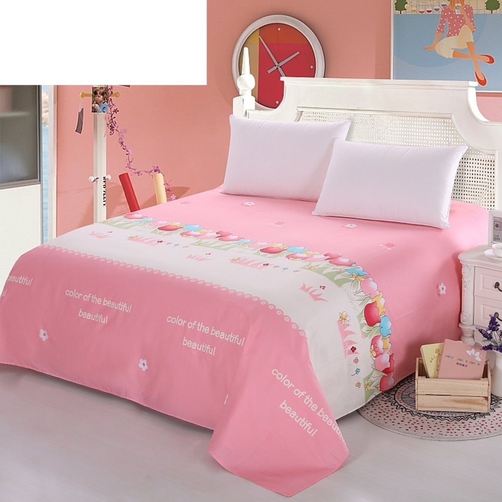 Drap en coton imprimé de plantes 160x230cm drap plat lit simple double