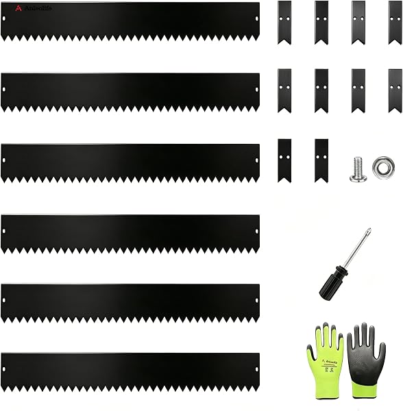6 Pack 40 LX 6 H Galvanized Steel Garden Landscape Edging, Black Powder Coated Lawn Border with Gloves and 10 Stakes (20