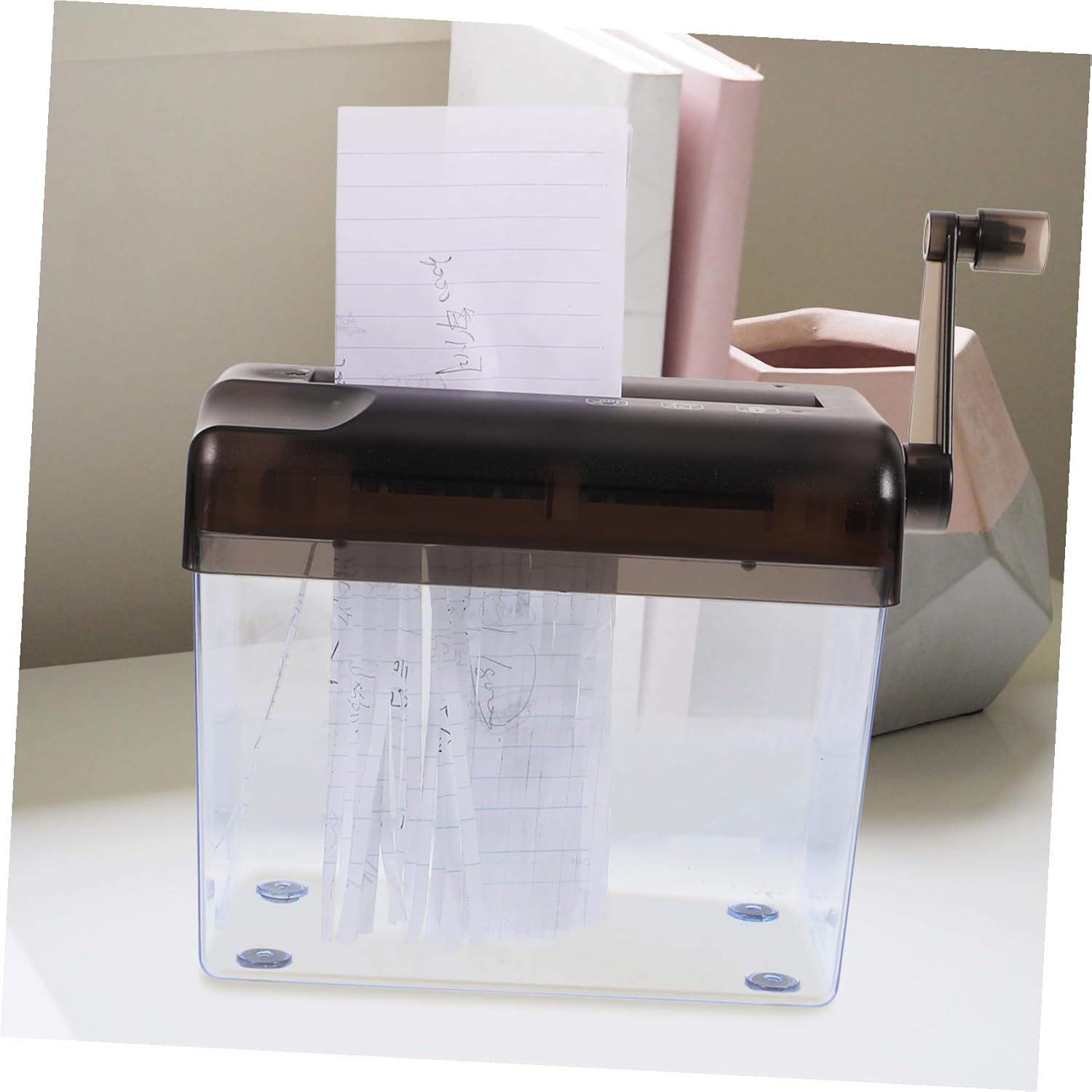 Manual Office Shredder Small Portable Hand Crank Paper Cutter for Home School Business Use No Electricity Needed Securely Shreds Documents Receipts Bills Envelopes Enhances Privacy