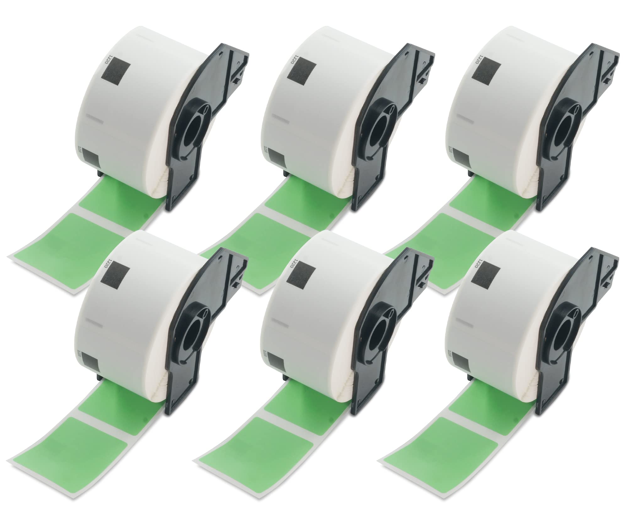 BETCKEY - 6 Rolls DK-11220 Colored Labels, 39mm x 48mm, Black on Green, 3720 White Food Labels Using for QL Label Printers