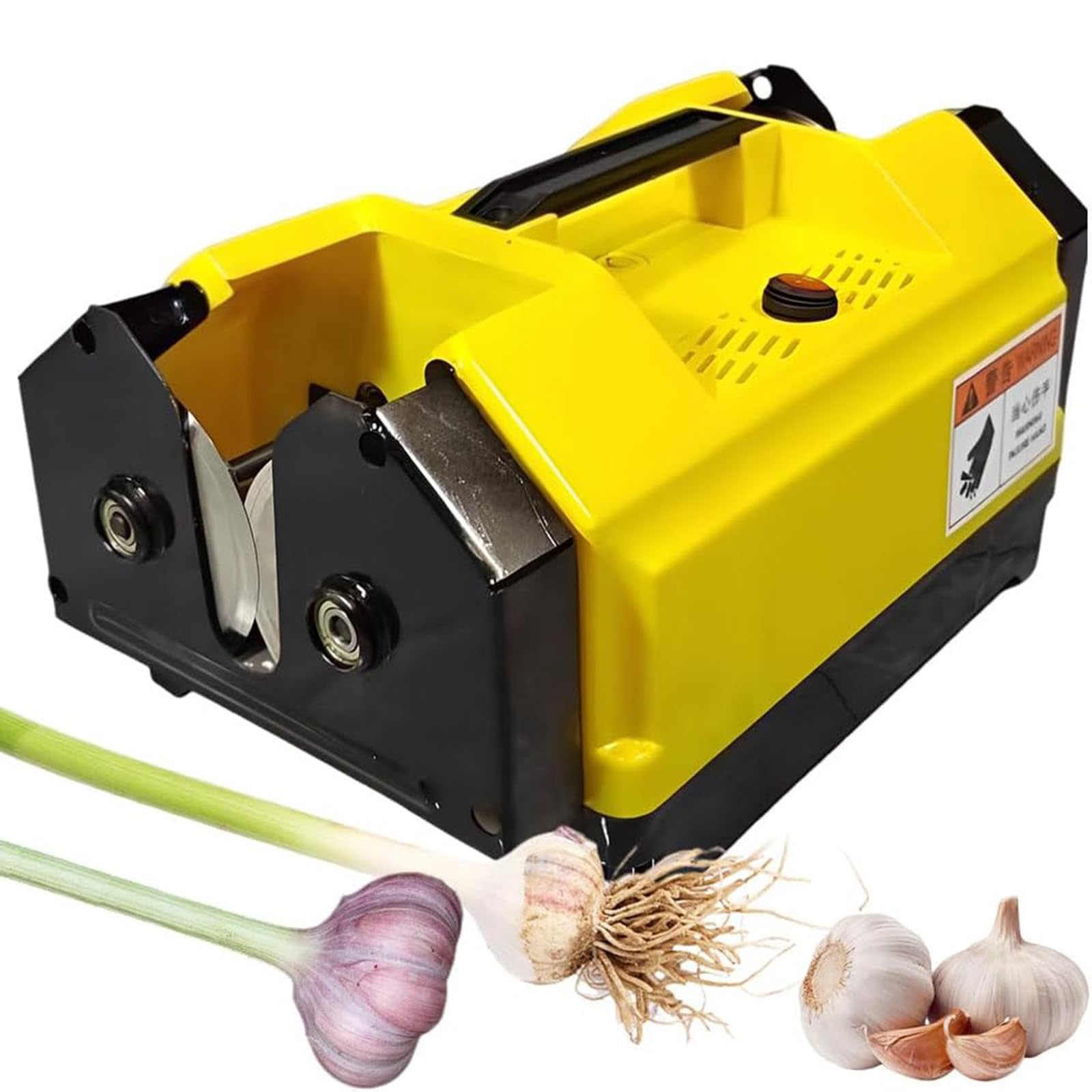 Taglierina elettrica per radice di aglio, macchina per rimuovere lo stelo a doppia testa per aglio e cipolla, strumento efficiente per tagliare verdure a piena potenza, aiuto per la preparazione degli