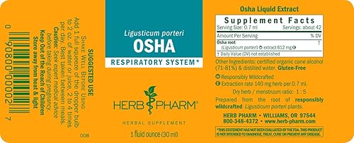 Miniatura 6 de Herb Pharm Extracto líquido de raíz de Osha para apoyo respiratorio - 1 onza