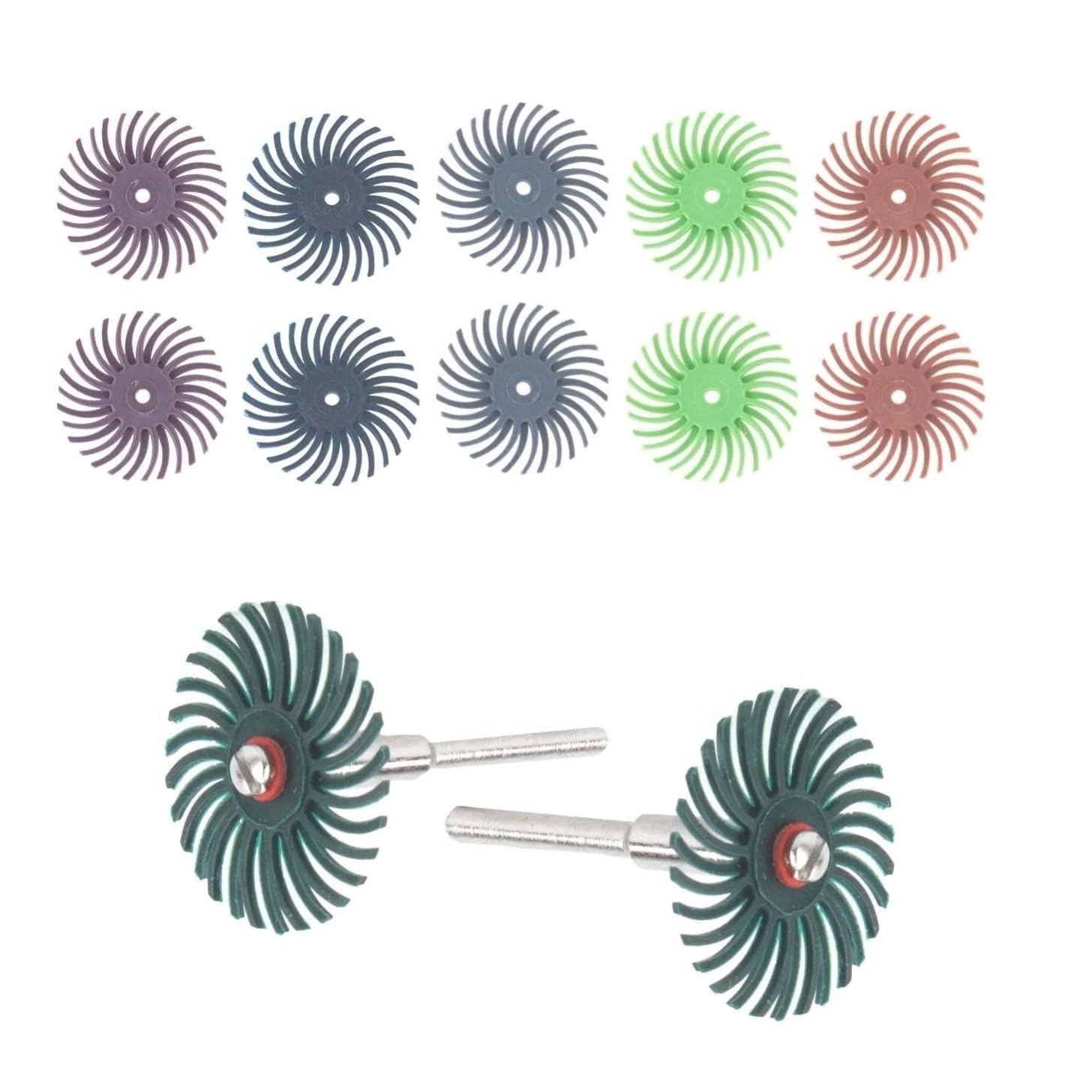 14pcs Jewelry Grinding Finishing Wheels, Bristle Disc Polishing with Mandrels 2.35 3mm Rotary Tool Accessories