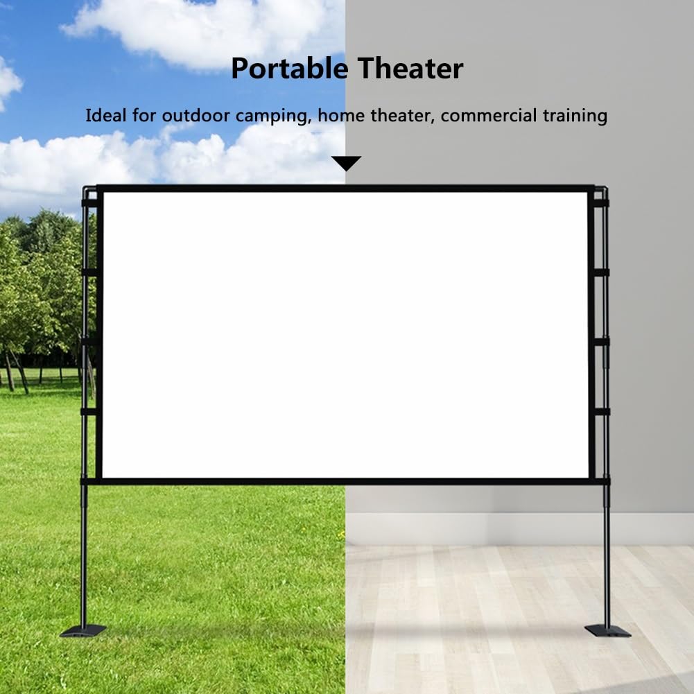 84" 100" 120" Schermo di Proiezione Portatile All'aperto con Supporto, Schermo Cinematografico 4K Ultra HD Pieghevole Senza Rughe per Home Theater(120" (16:9))