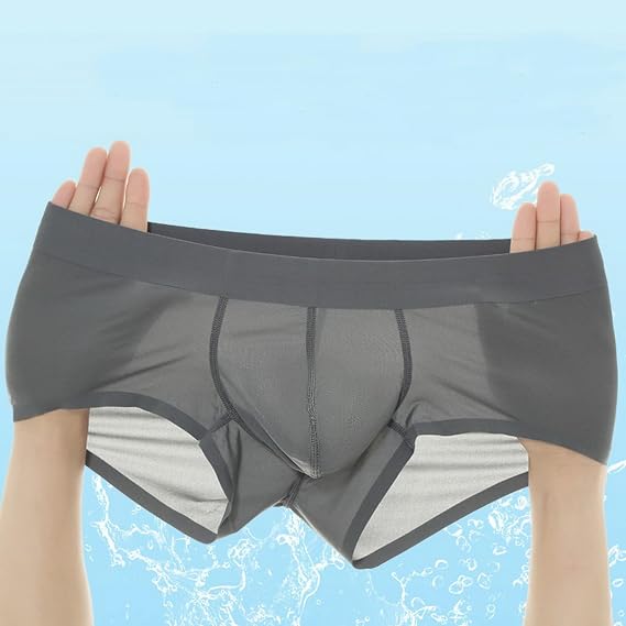 Men Sexy Thin Transparent Boxer Briefs U Convex Pouch Underwear Shorts Smooth Underpant