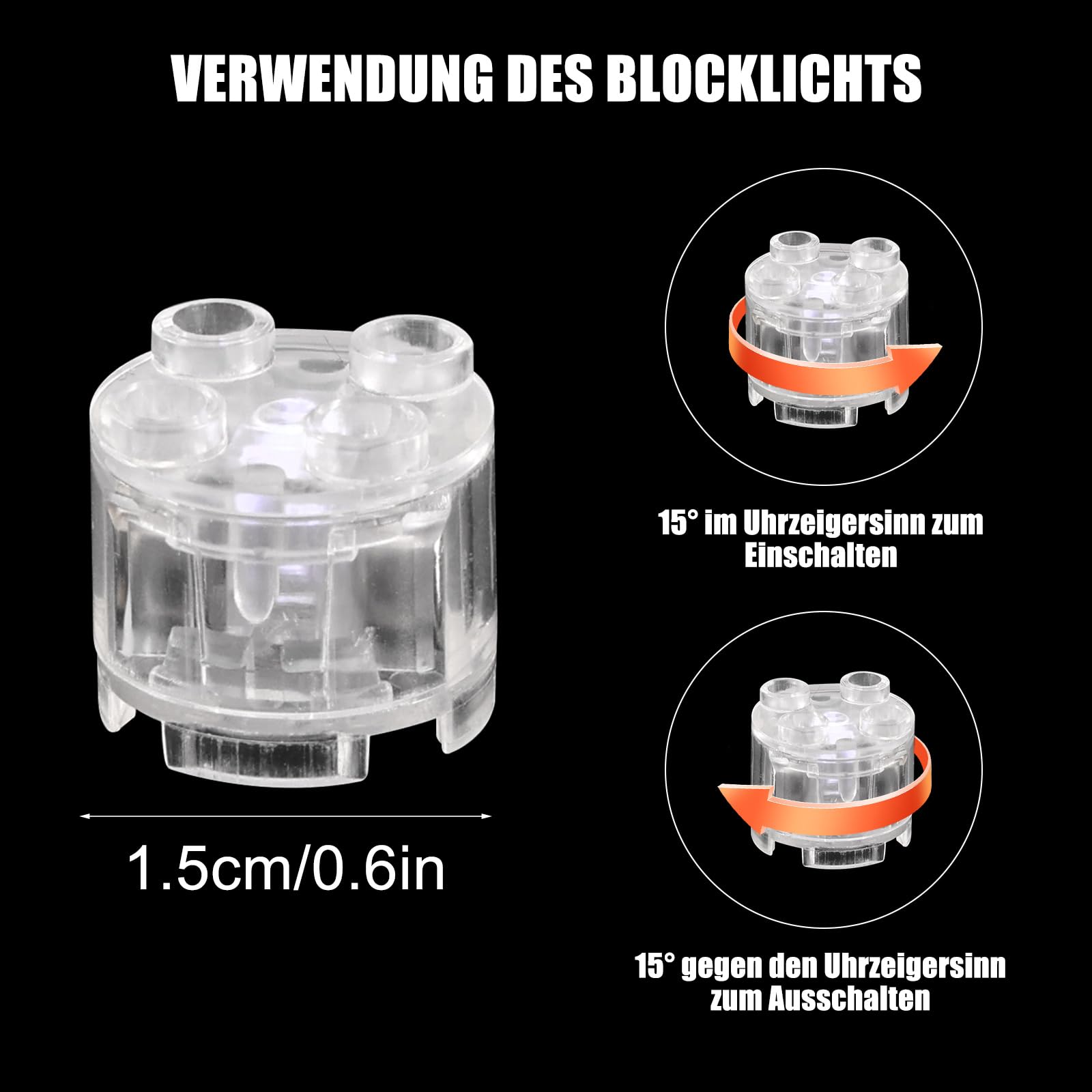 Joycabin 15 Mattoncini Luminosi LED 2x2 - Pietre Trasparenti Rotonde Per Costruzioni - Compatibili Con Lego E Grandi Marche - Bianco, Rosso, Giallo, Verde, Blu - 5