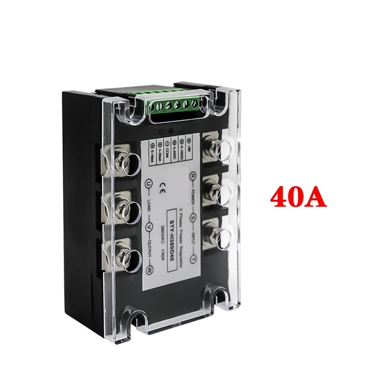 Módulo regulador de Voltaje de CA trifásico, regulador de Potencia, tiristor, 380V, relé de Estado sólido, atenuación, 25A-400A, Control de potenciómetro, 1 Uds. (Size : 40A(7.3KW))
