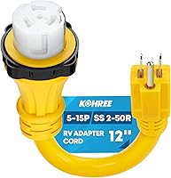 Vista 9 de Kohree Adaptador RV de 50 amperios a 110 voltios con protector de sobretensiones de 8000 julios, NEMA 5-15P a NEMA 14-50R Cable adaptador
