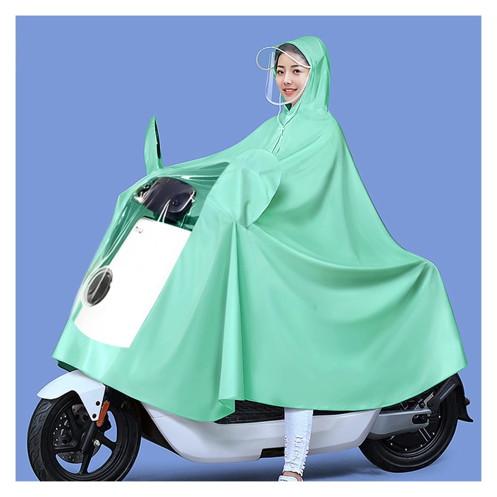 Rain Poncho for Cycling Bike Ebike Motorcycle Mobility Scooter Multicolor Multiple Sizes(Green,3XL)