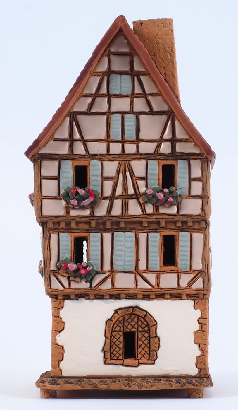 Ceramiczny świecznik na podgrzewacze, dekoracja pokoju, kolekcjonerska miniaturowa replika oryginalnego domu w Colmar, A252