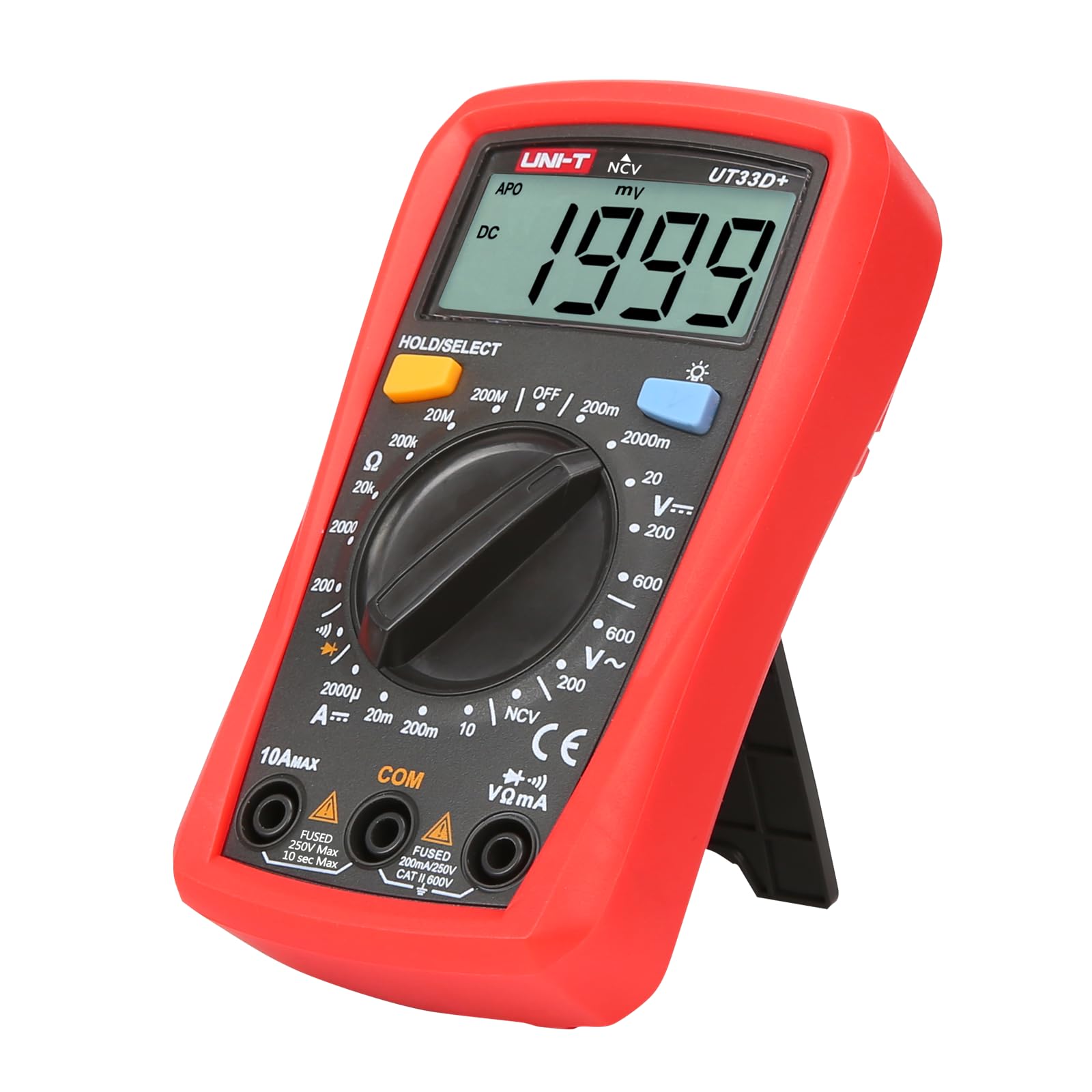 UNI-T UT33D Digital Palm Size Multi-meter with Manual Range 1999 Counts Tester (Red) — Amazon image 4