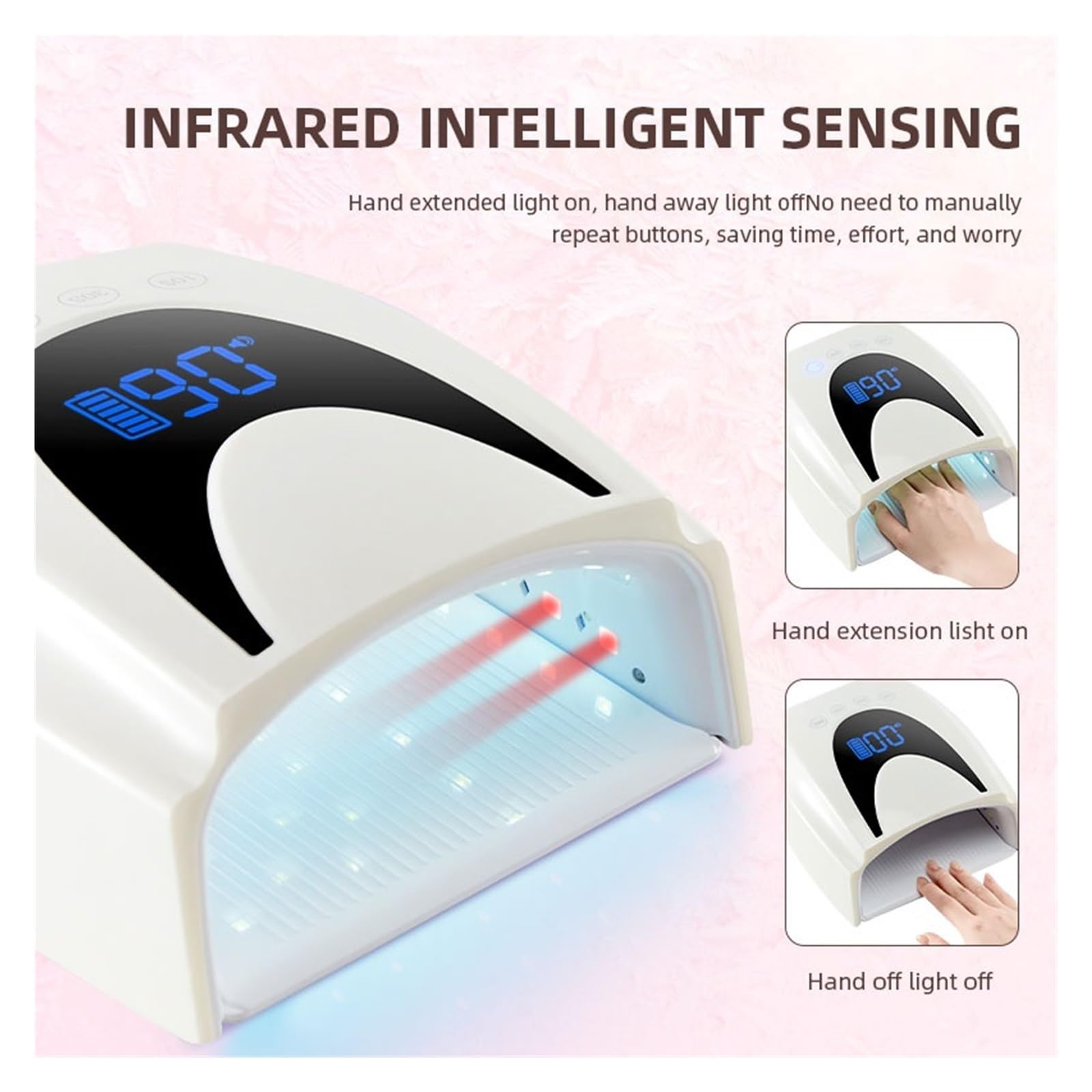 lampada per unghie, Lampada per asciugatura smalto gel 72W con batteria integrata e display LCD intelligente