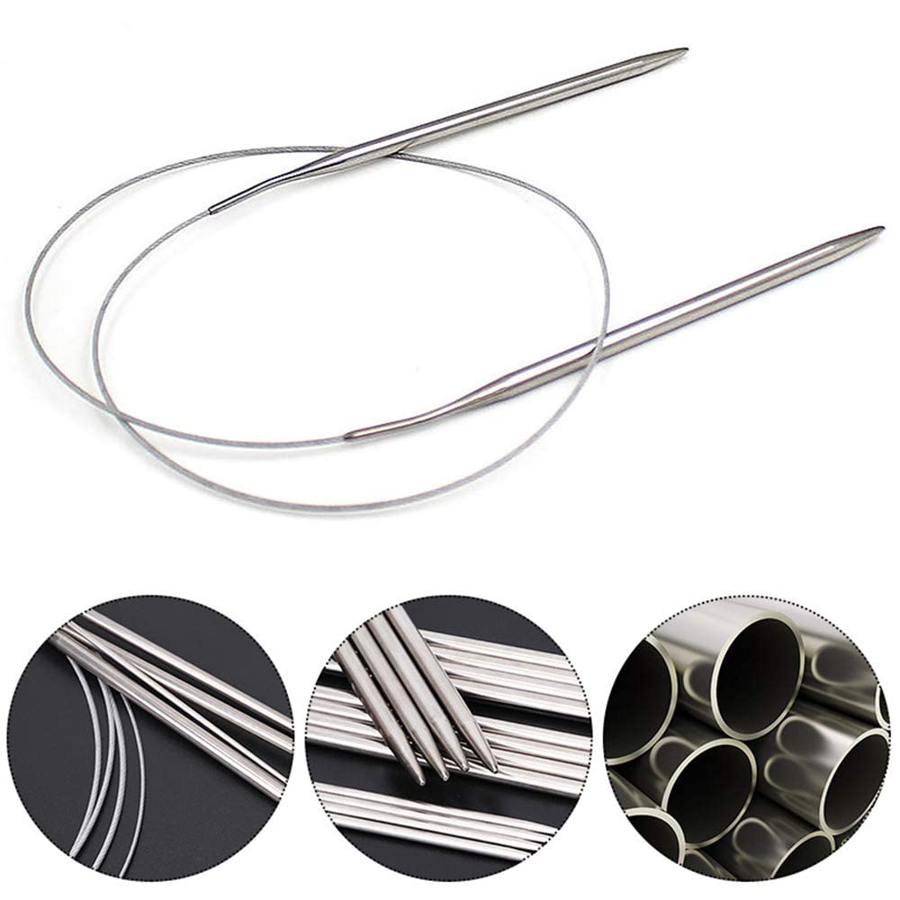 Set 8 Ferri Circolari Da Maglia In Acciaio Inox - 80 Cm - Misure Da 2 Mm A 8 Mm Per Progetti Tessili - 3