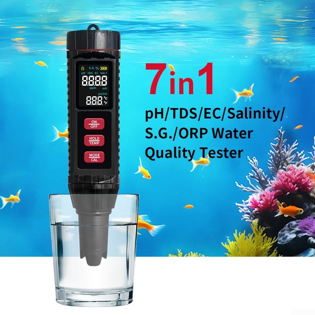 X71 Testeur d'eau multi-paramètres pour mesurer la température de salinité et la conductivité du pH ORP pour la maison, le laboratoire, la piscine et la culture hydroponique