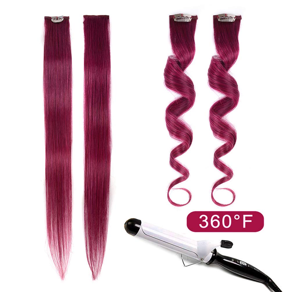 Human Hair Extensions Clip in Highlights Colored Red Purple Wine Burgundy Amazon.com : Winsky Burgundy Clip in Colored Hair Extensions  main image 4