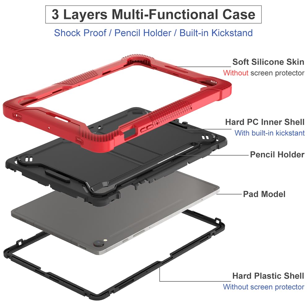 Funda Samsung Galaxy Tab S10 FE roja con soporte antichoque 10.9 6