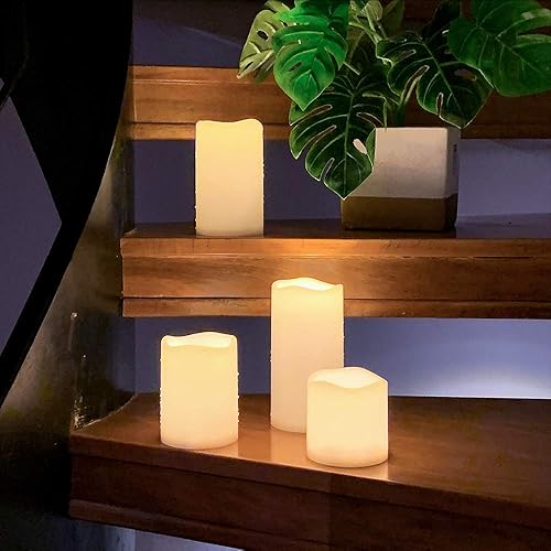 Miniatura 5 de Eldnacele Velas parpadeantes impermeables sin llama con control remoto y temporizador, funcionan con pilas, velas LED blancas para interiores y