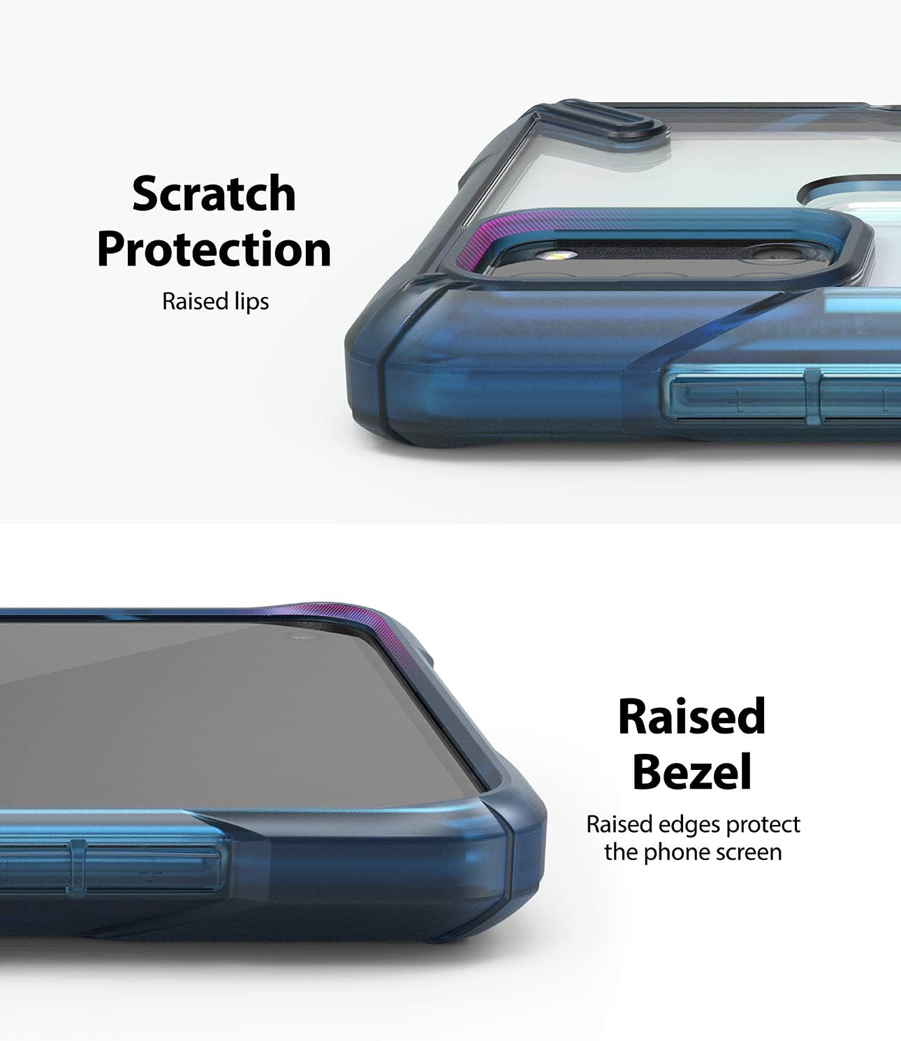 Ringke Fusion-X Compatible with Galaxy A21s Case, Clear Back Heavy Duty Shockproof TPU Rugged Bumper Phone Cover - Space Blue