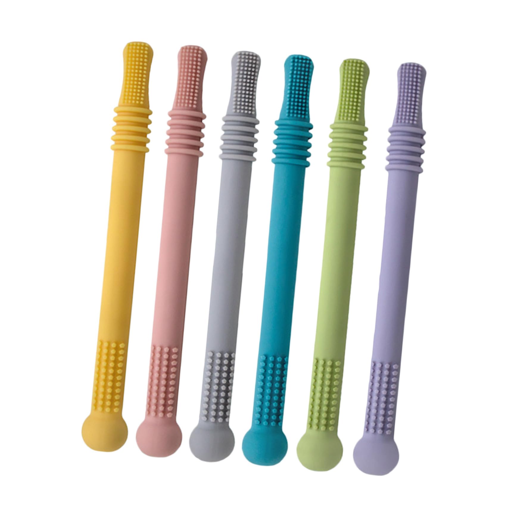 Toddmomy 6 Piezas Tubos De Dentición Para Recién Nacidos Pajitas De Dentición Juguete Molar Para Bebés Color Rosa Amarillo Morado Verde Azul Gris Para Juguete Para Succionar y Morder