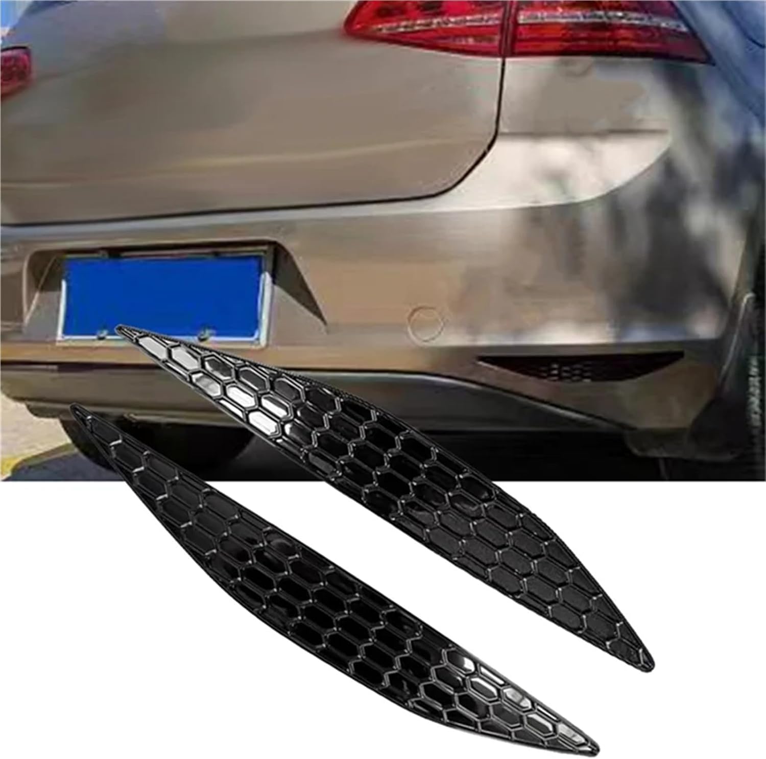 1Pair Rear Bar Honeycomb Reflector Cover Trim Styling Compatible for VW Golf 7