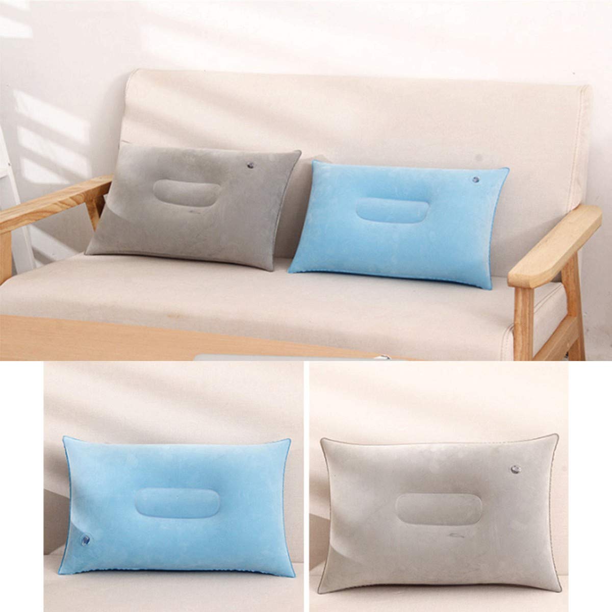 Lot De 2 Coussins Gonflables Autogonflants - PVC Léger, Imperméable - Pour Camping, Plage, Bureau, Voyage - Compact Et Portable