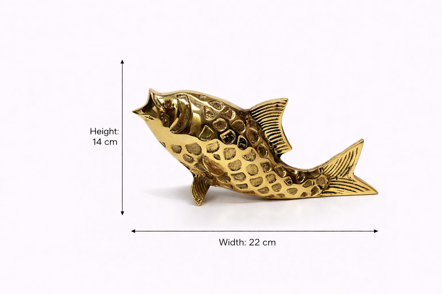 MOJO JOJO Premium Brass Fish Figurine Sculpture | Vastu & Feng Shui Good Luck Showpiece | Handcrafted Metal Animal Statue for Home, Office Desk, or Table Decor 3