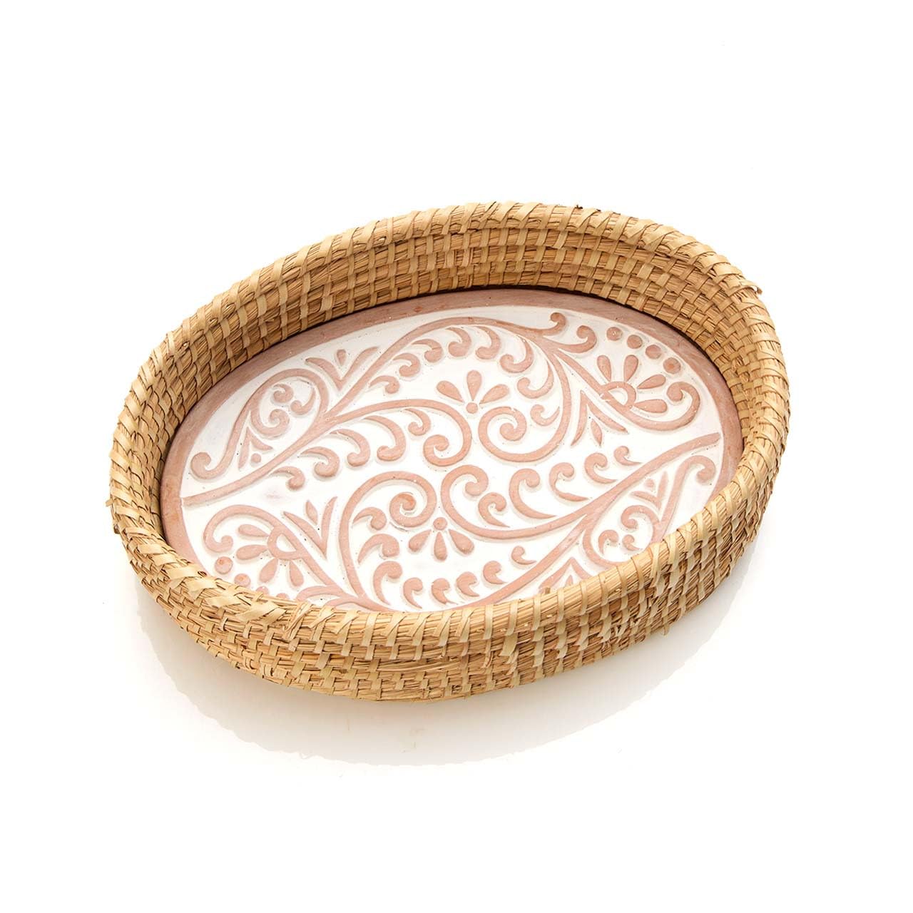 Bread Basket with Terracotta Warmer, Bread Basket for Serving, Sized 12.5" w x 8.5" d x 3.5" h