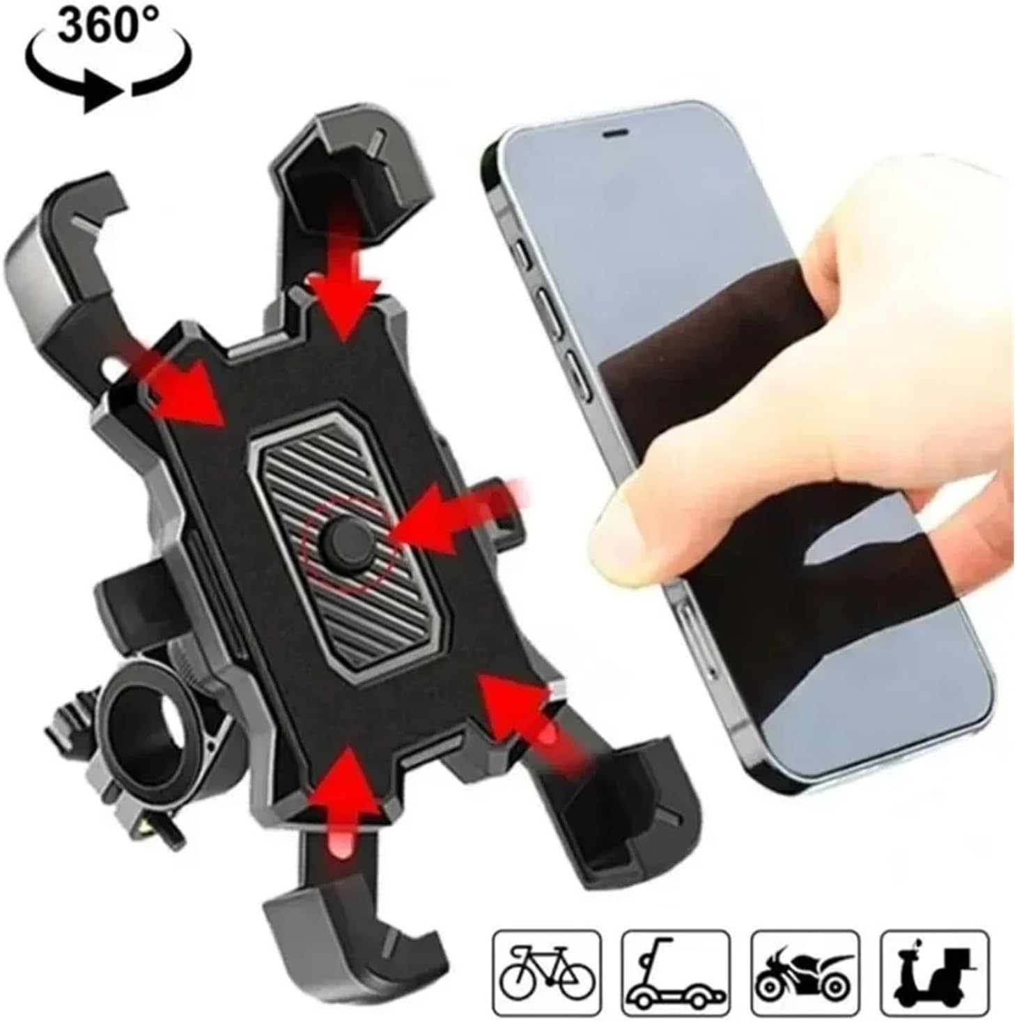 Bike Phone Mount 360° Rotatable Electric Bicycle Phone Holder for Riding MTB Bike Moto Motorcycle Stand Bracket Non-Slip Cycling Bicycle Phone Holder