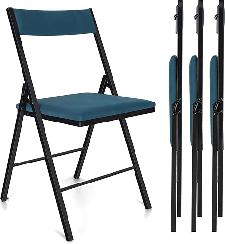 Silla plegable con cojín, paquete de 4 sillas plegables acolchadas de tela con marco de acero para eventos, oficina, boda, fiesta, capacidad de 330