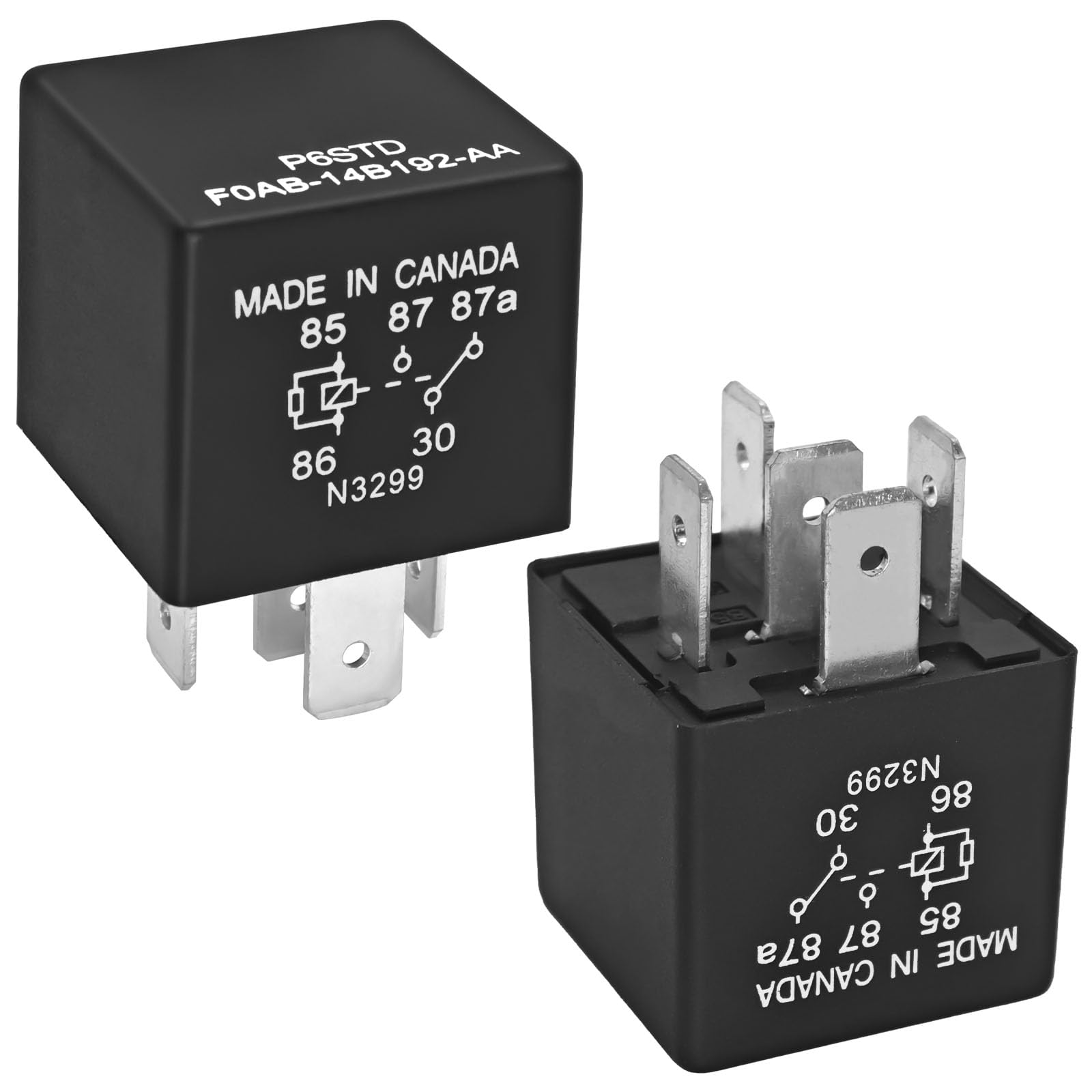 2Pcs P6SDT FOAB-14B192-AA Automotive Relay – 40A 12VDC 5-Pin, OEM Replacement F0AB-14B192-AA Electrical System Relay for Ford-image-35