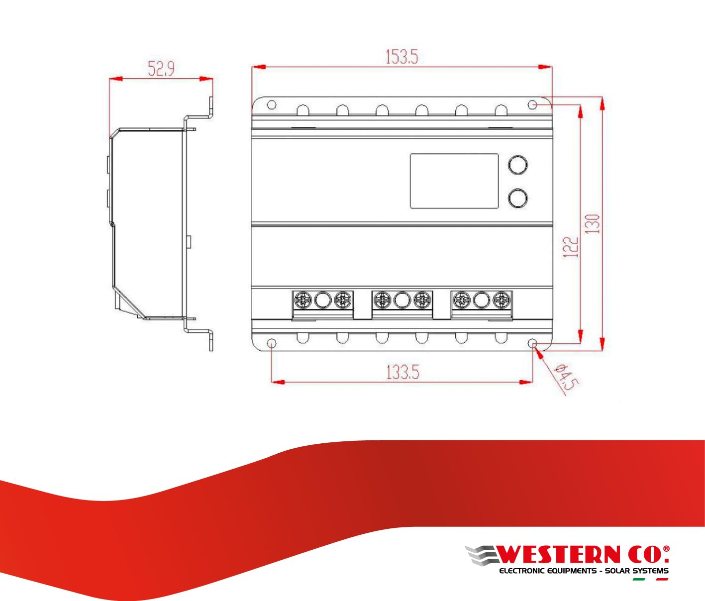 Western CO | WRM 20 | Regolatore di Carica MPPT, Regolatore Fotovoltaico 20A 12/24V, Display Grafico, Funzione Crepuscolare