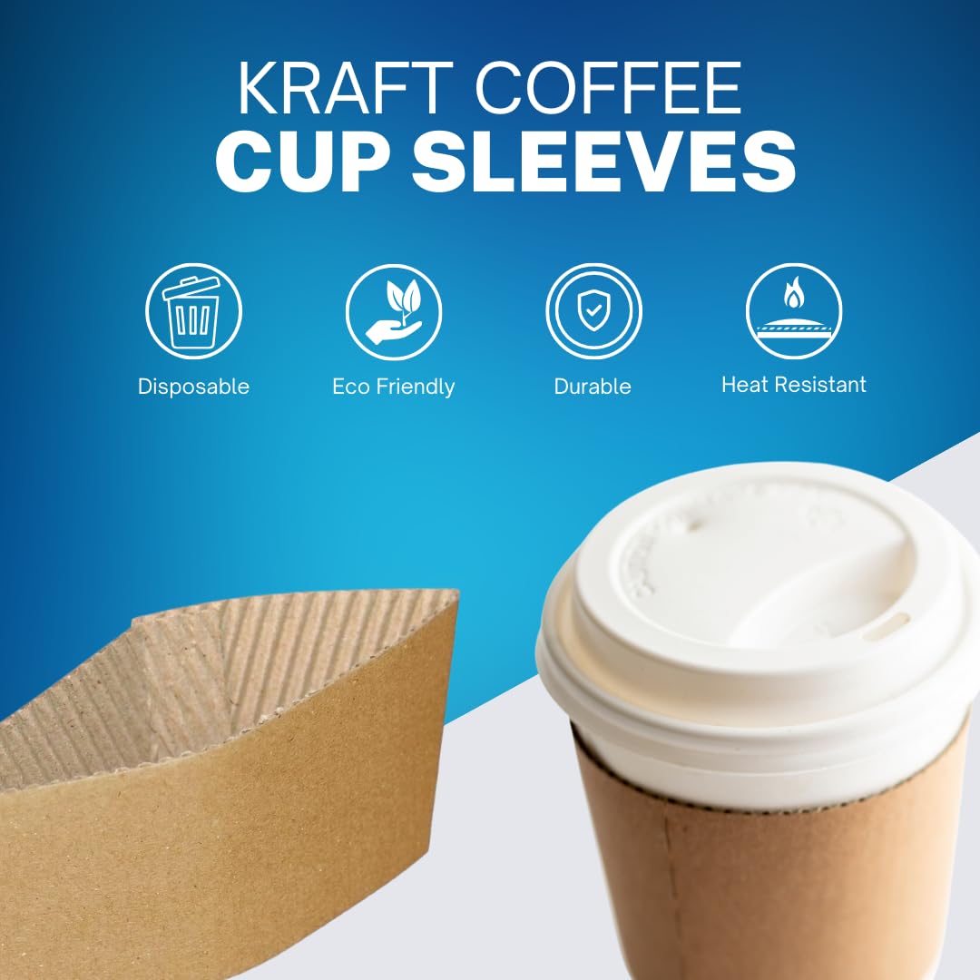 Sourcing Map 100pcs Disposable Coffee Cup Sleeves, Cardboard Cup Sleeves For Paper Cups Insulation Hand Protection, Hot Drink Holder For Home Office