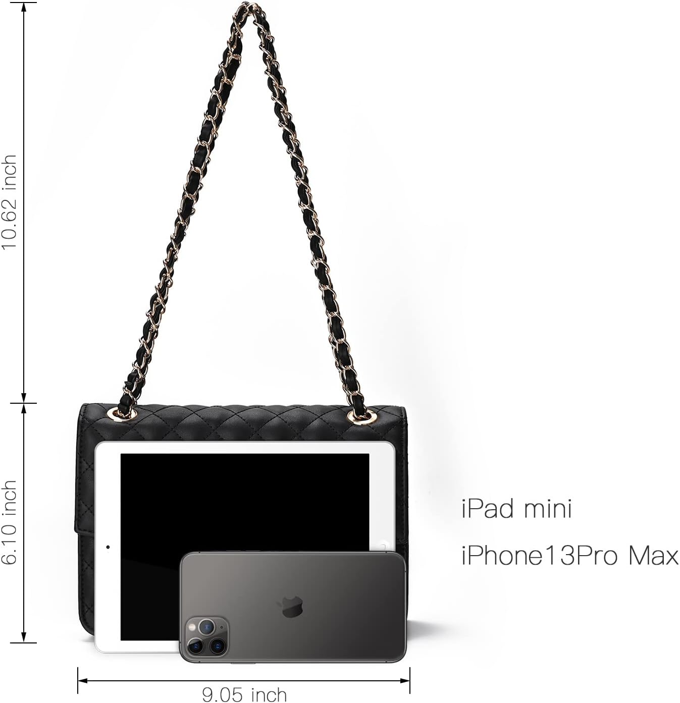 GM LIKKIE Quilted Shoulder Bag for Women, Medium Flap Crossbody Handbag with Chain Strap, Soft Vegan Leather Clutch Purse - Image 6