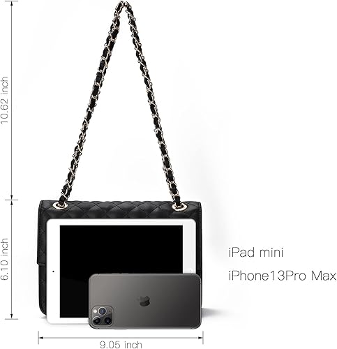 Miniatura 6 de Bolso de hombro acolchado GM LIKKIE para mujer, bolso cruzado de tapa media con correa de cadena, cartera de mano suave de cuero vegano